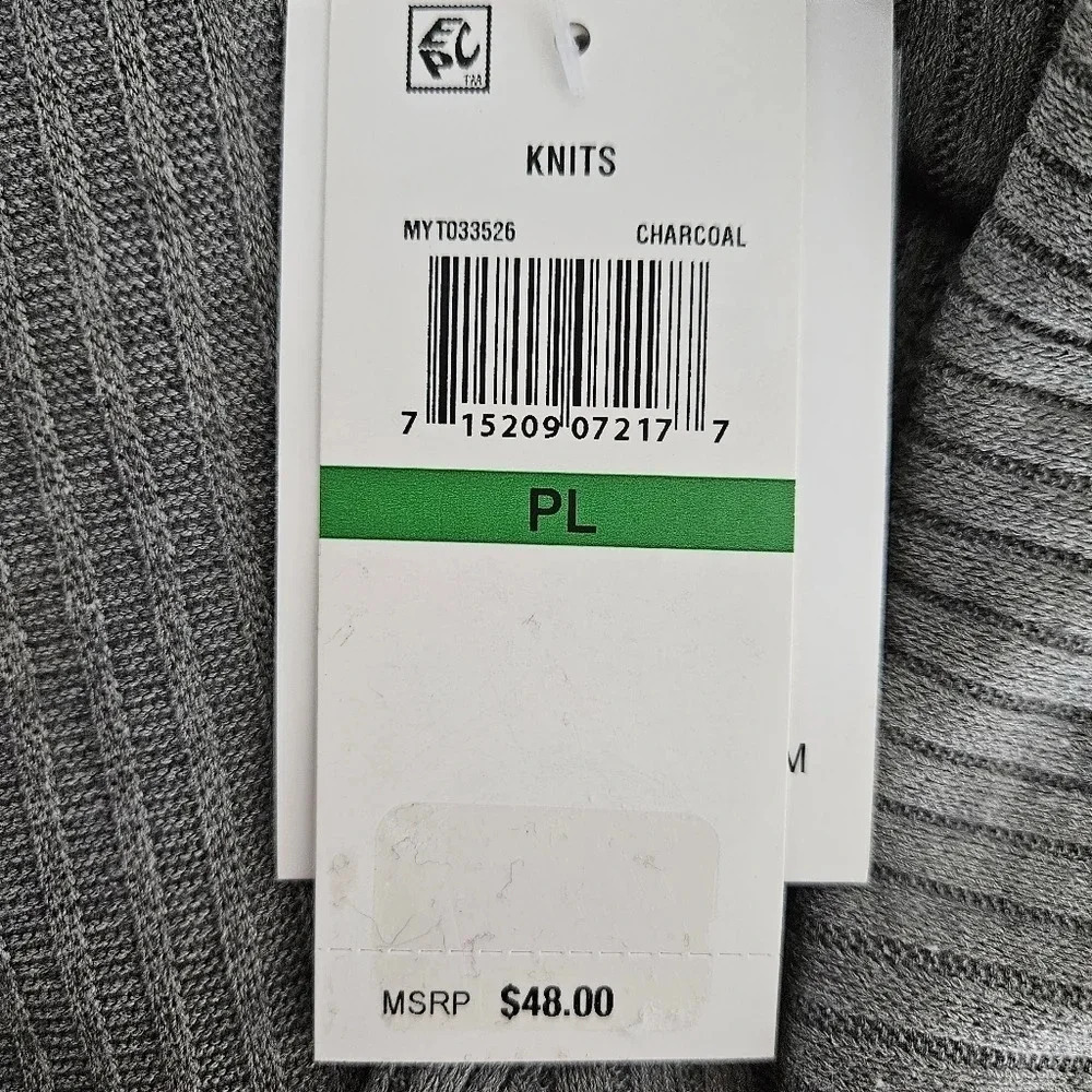 Tinsel Shirt Gray Long Sleeve Rib Knit Button Up V Neck Top Petite - Picture 5 of 8